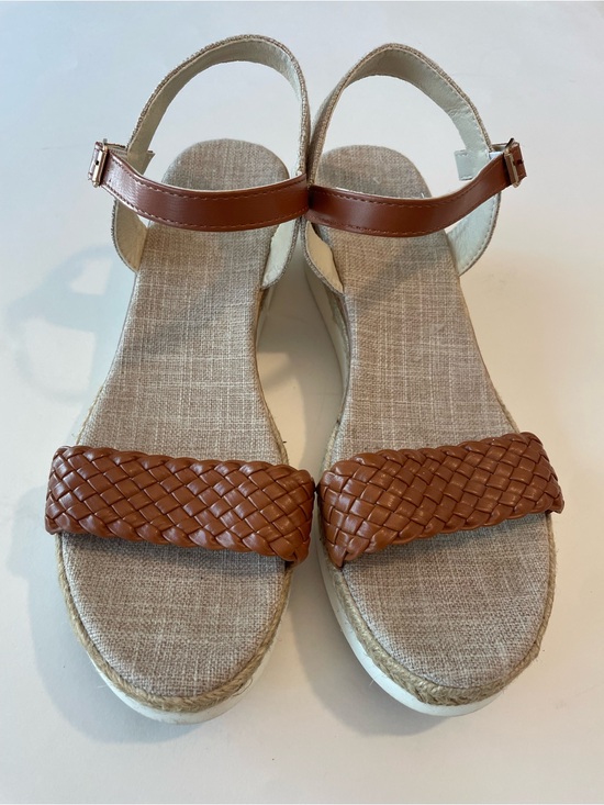 Shoes - Women’s Brown Woven Strap Wedge Sandals